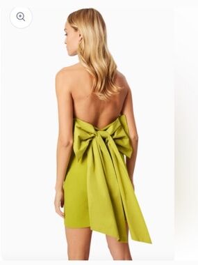 Elliatt eden green high neck open back oversized bow detail mini dress small NEW